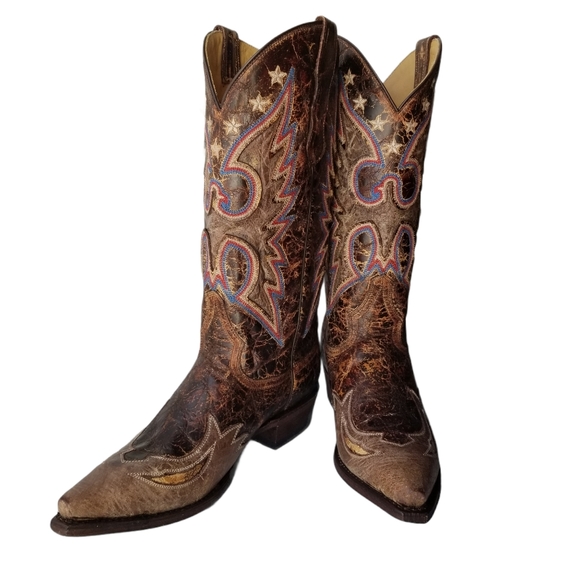 Stetson Leather Cowboy Boots 8.5 Red/White/Blue Western Rodeo Festival Event - Picture 11 of 14